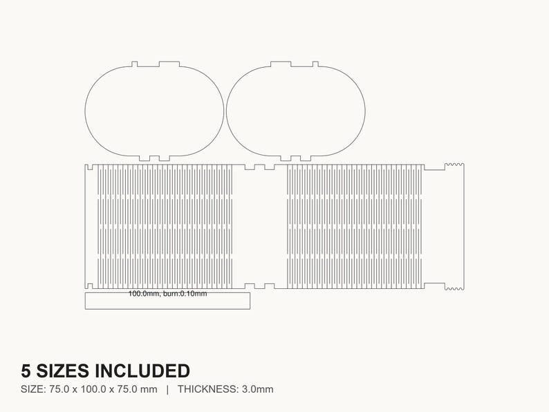 Living Hinge Box Laser Cut File | SVG DXF PDF for Glowforge & Xtool ...