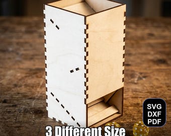 Lasergesneden bestand met dobbelstenen toren | SVG DXF-pdf voor Glowforge en xTool + Bonus