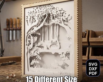Shadowbox lasergesneden bestand | SVG DXF-pdf voor Glowforge en xTool + Bonus