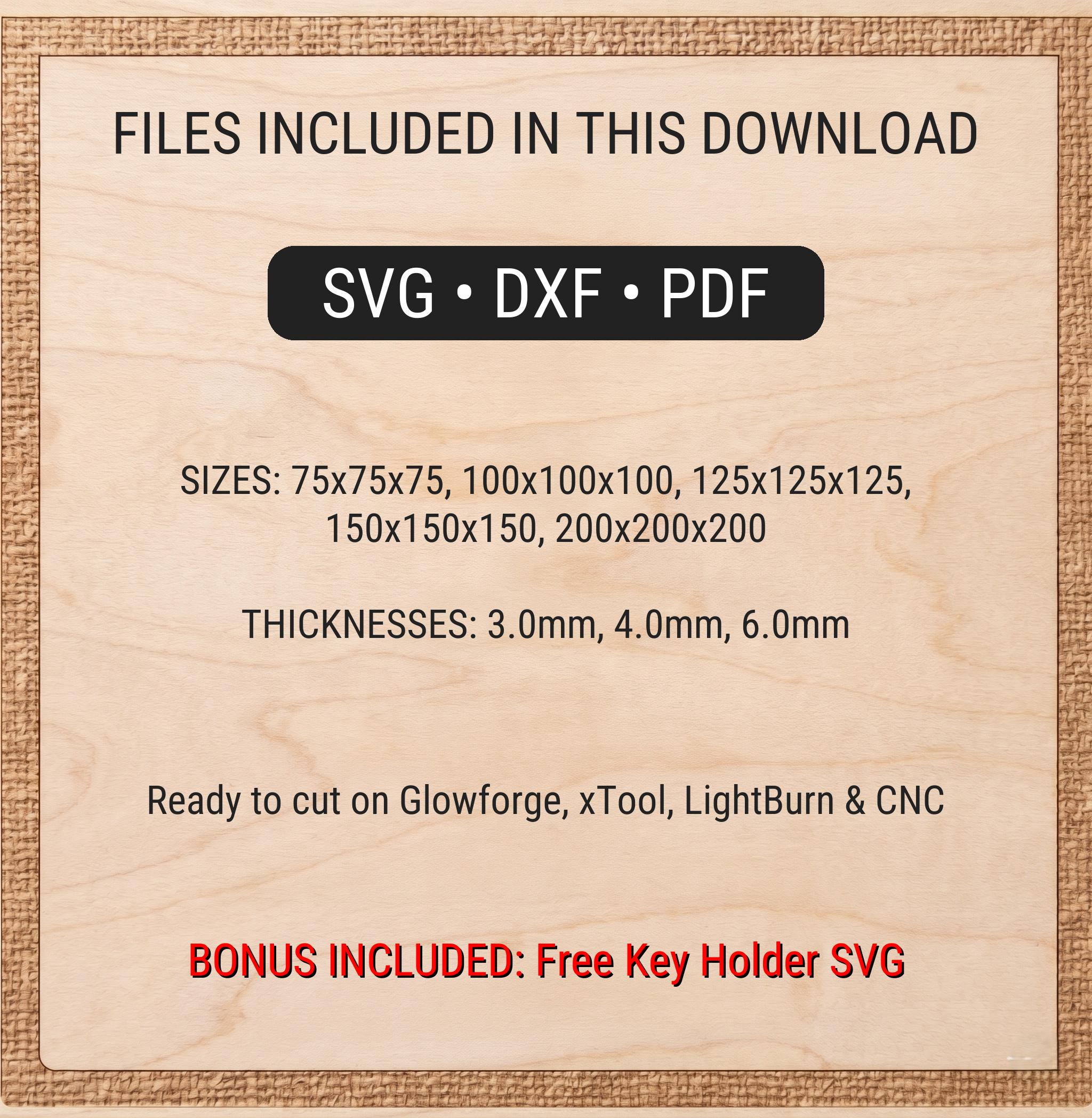 Side Hinge Storage Box Laser Cut File | SVG DXF PDF for Glowforge ...