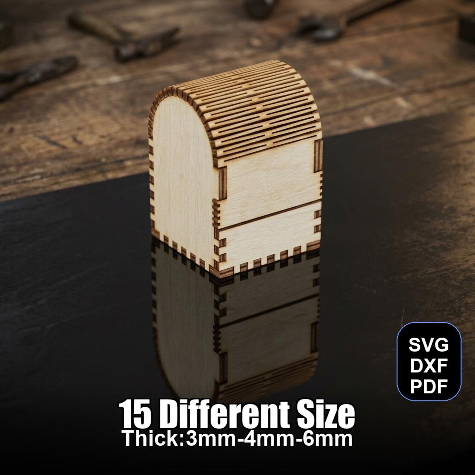 Living Hinge Box Laser Cut File | SVG DXF PDF for Glowforge & Xtool ...