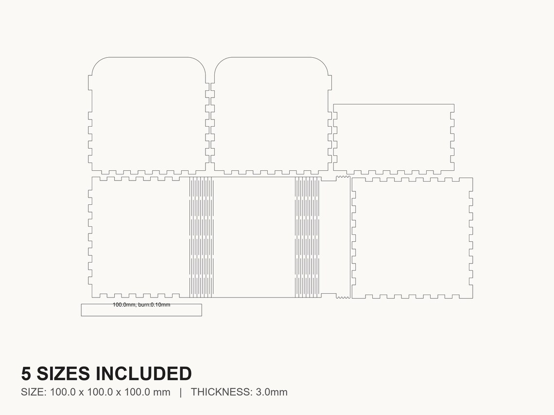 Living Hinge Box Laser Cut File | SVG DXF PDF for Glowforge & Xtool ...