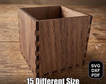 Klassieke houten opbergdoos lasergesneden bestand | SVG DXF-pdf voor Glowforge en xTool + Bonus
