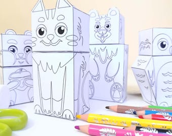 Heart Cat Craft – Cut & Paste Kids Activity | Digital Download