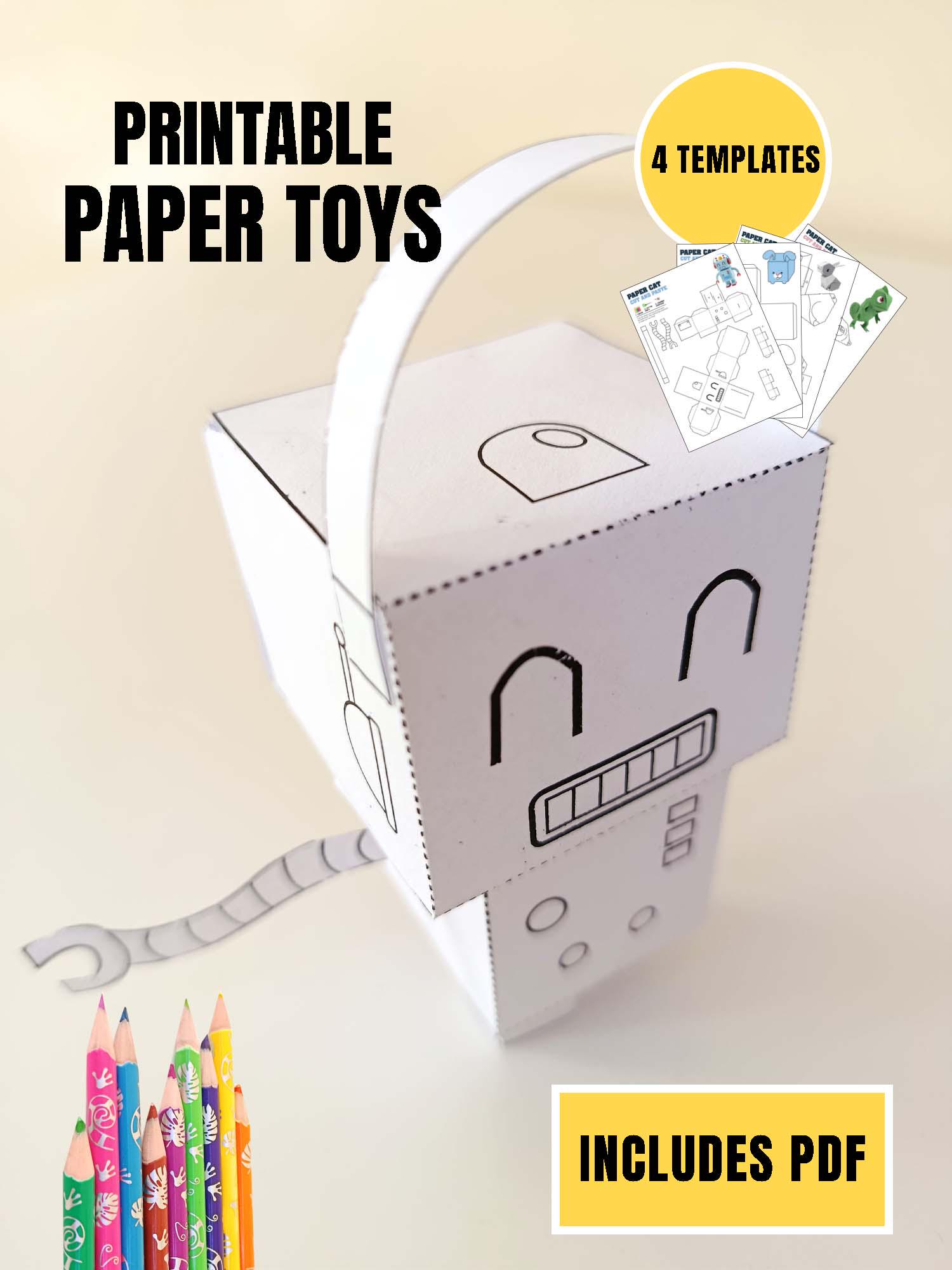 Machine Toy Papercraft Printable Paper Toys Template | DIY Papercraft Animals & Robot | Kids ...