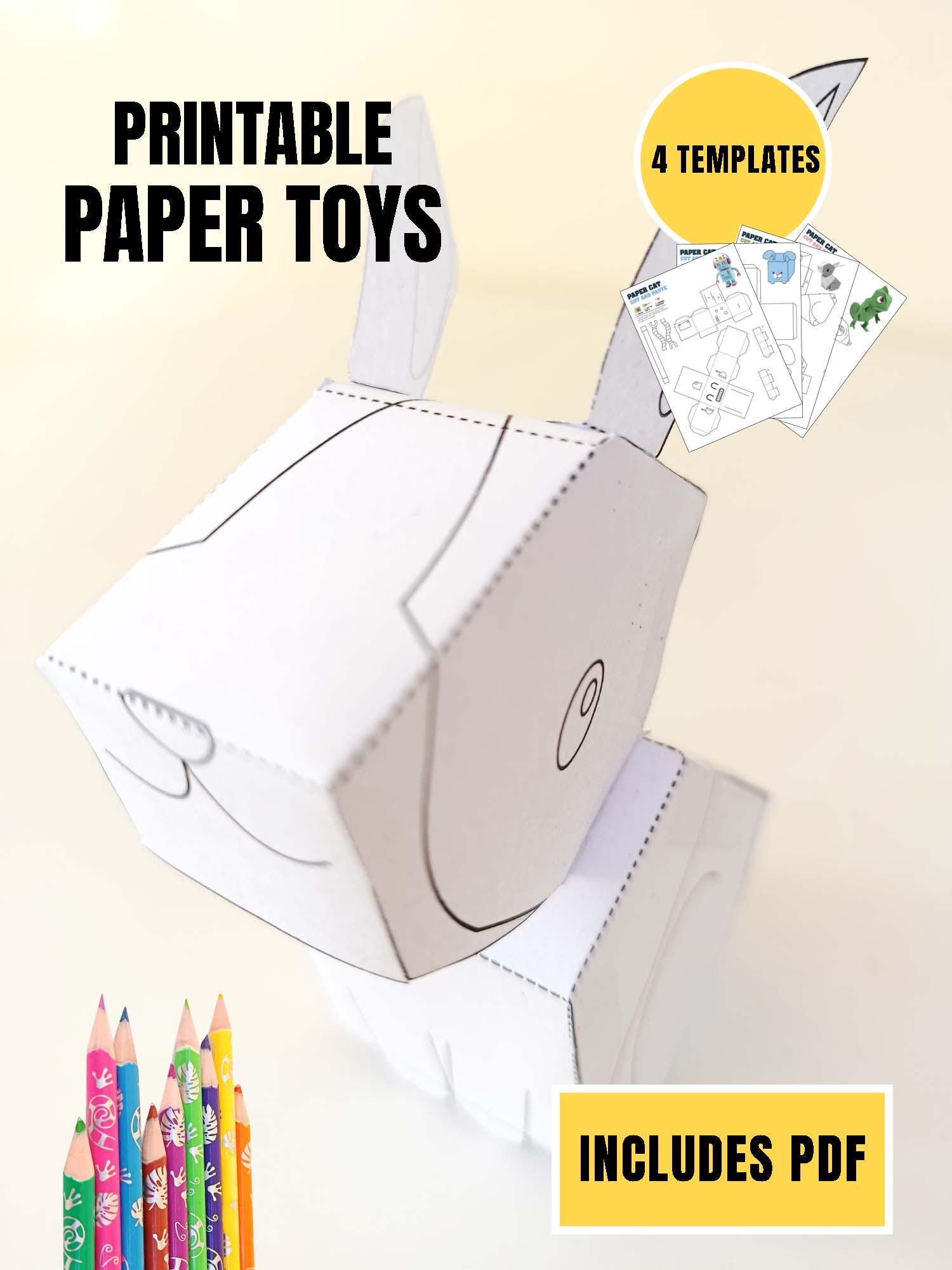 Paper Toy Template.pdf Printable Paper Toys Template | DIY Papercraft Animals & Robot | Kids ...
