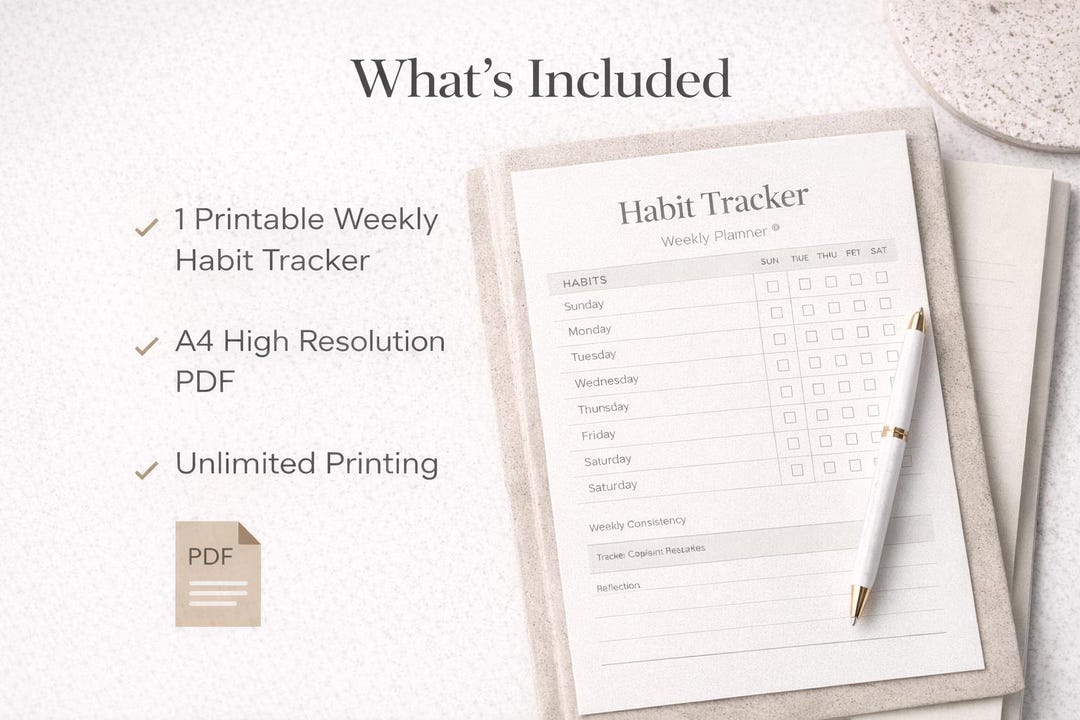 Weekly Habit Tracker Printable | Minimalist Productivity Planner PDF ...