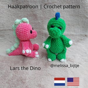 Dinosaur Crochet Pattern PDF | Amigurumi Dino Plush Toy | Easy DIY Gift | Instant Download | nl & eng