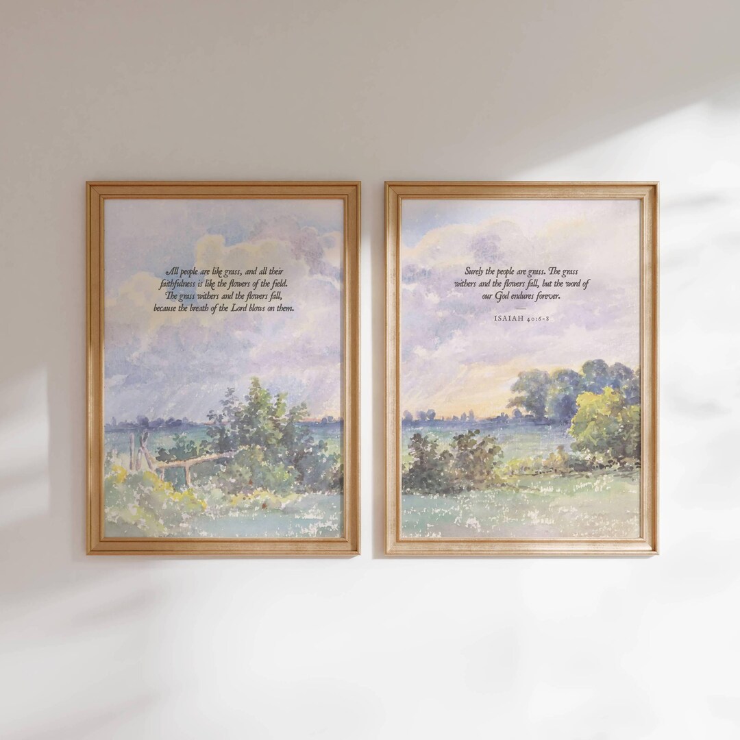 Christian Wall Art Set of 2 | Vintage Christian Home Decor | Colorful ...