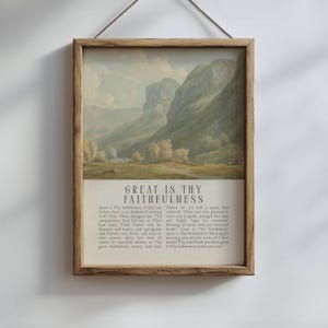 Great is Thy Faithfulness Hymn Print, Masculine Wall Art, Christian Digital Prints, Neutral Biblical Poster, Printable Religious Artwork