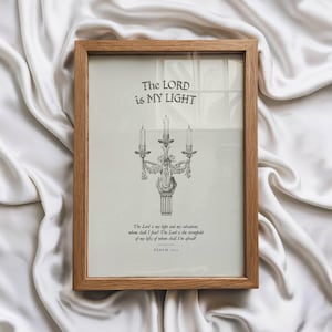 Vintage Christian Wall Art | Psalm 27 Sign | Digital Psalms Print | Masculine Scripture Decor | Printable Bible Verse Artwork