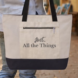 Zippered Canvas Structured Tote Sports Mom Bag Oversized Work Tote Farmers Market Bag Teacher Tote Bag With Zipper Pocket Large Canvas Tote