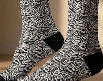 Abstract Book Pattern Statement Sock Bookish Socks for Reader Literary Present Stocking Stuffer Book Club Teacher Gift Librarian Fun Socks