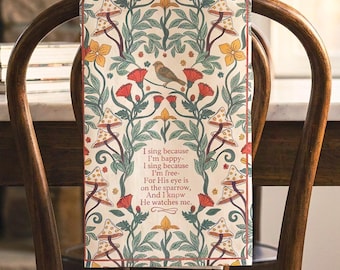 Hymn Art Tea Towel Christian Song Lyrics Gifts for Housewarming Christian Gift for Friend Long Distance Friendship Gift Thoughtful Keepsake