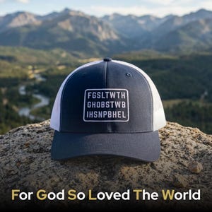 John 3:16 Christian Trucker Hat Embroidered Snapback Jesus Hat Faith Gift Christian Dad Gifts Scripture Embroidery Subtle Christian Merch