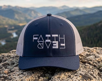 Faith Over Fear Christian Trucker Hat Embroidered Snapback Cap Christian Graduation Gift Dad Hat Scripture Embroidery Jesus Hat Baseball Cap
