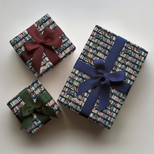 Bookshelf Wrapping Paper Book Theme Gift Wrap Library Pattern Reading Enthusiast Bookish Design Dark Background Literary Present Book Lover Birthday Gift Teacher Appreciation Present Colorful Book Spines Pattern Premium Quality Paper
