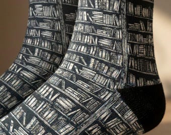 Reading Socks for Book Lovers Pick Me Up Gift for Librarian Stocking Stuffer Cozy Reading Gifts Literary Clothing Bookish Crew Sock Neutral