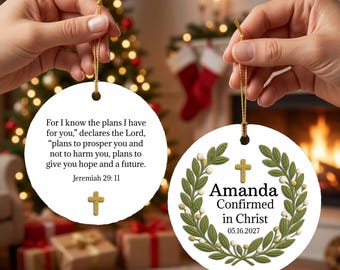 Personalized Confirmation Ornament Baptism Gift Metal Christmas Tree Hanging Memorial Keepsake Custom Religious Christening Gift Tag