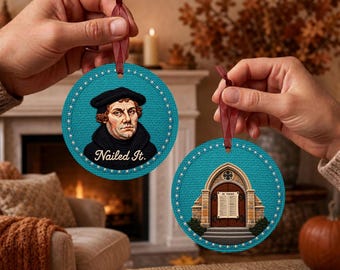 Martin Luther 95 Theses Christian Ornament Godly Gifts for Pastor Appreciation Lutheran Reformation Day Funny Christmas Ornament for Teacher
