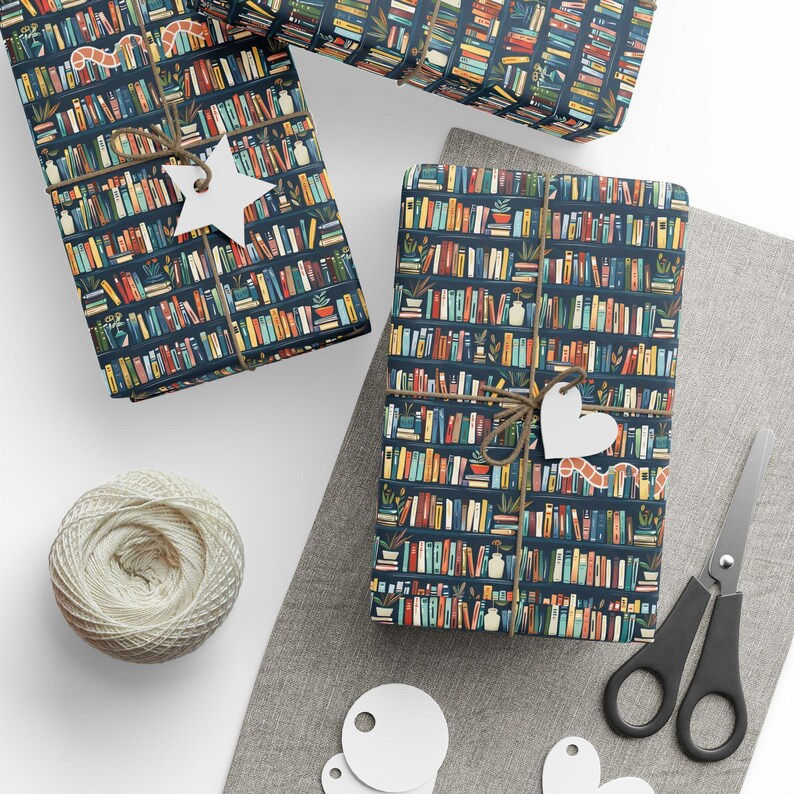 Colorful Book Spine Pattern Bookshelf Wrapping Paper Reading Enthusiast Gift Dark Background Design Literary Theme Wrap Premium Quality Paper Beautiful Packaging Material Book Lover Present Perfect Birthday Gift Teacher Appreciation Present