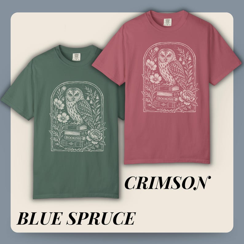 Bookish Shirt Dark Academia Linocut T Shirt Book Lover Shirt Literary Gift for Reader Owl Graphic Tee Bookworm Gift for Her Comfort Colors image 15