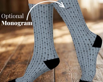 Personalized Socks Christian Crosses Custom Grandpa Gifts Under 20 Stocking Stuffer Monogram Socks Godfather Gift for Baptism Pastor Present