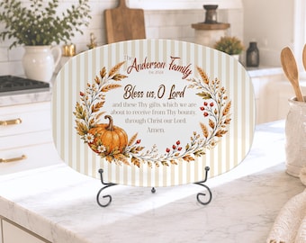 Bless Us O Lord Personalized Serving Platter for Thanksgiving Blessing Tray Custom Kitchen Decor Customized Hostess Gift Common Table Prayer