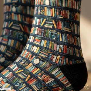 Book Socks Gift with Bookworm Statement Sock Bookish Socks for Reader Literary Present Stocking Stuffer Book Club Teacher Gift Librarian