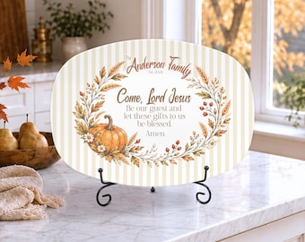 Come Lord Jesus Personalized Serving Platter for Thanksgiving Blessing Tray Custom Kitchen Decor Customized Hostess Gift Common Table Prayer