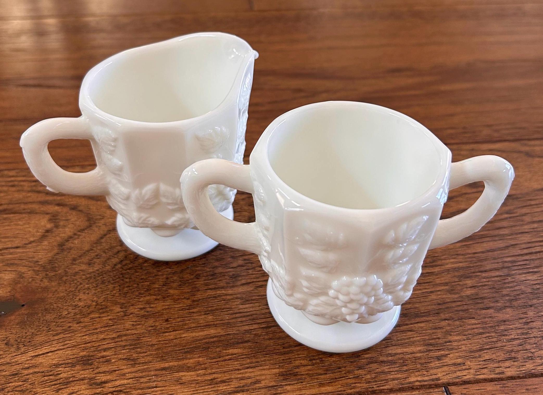 Westmoreland Paneled Grape Milk Glass Creamer & Sugar Set - Etsy