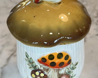 Vintage 1978 Sears Merry Mushroom Ceramic Canister