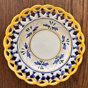 Jay Willfred Andrea by Sadek 9" Blue and Yellow Floral Plate