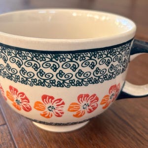 Hand-Painted Boleslawiec Polish Pottery Cafe au Lait Cup