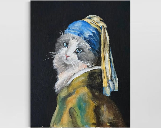 CUSTOM Cat with a Pearl Earring