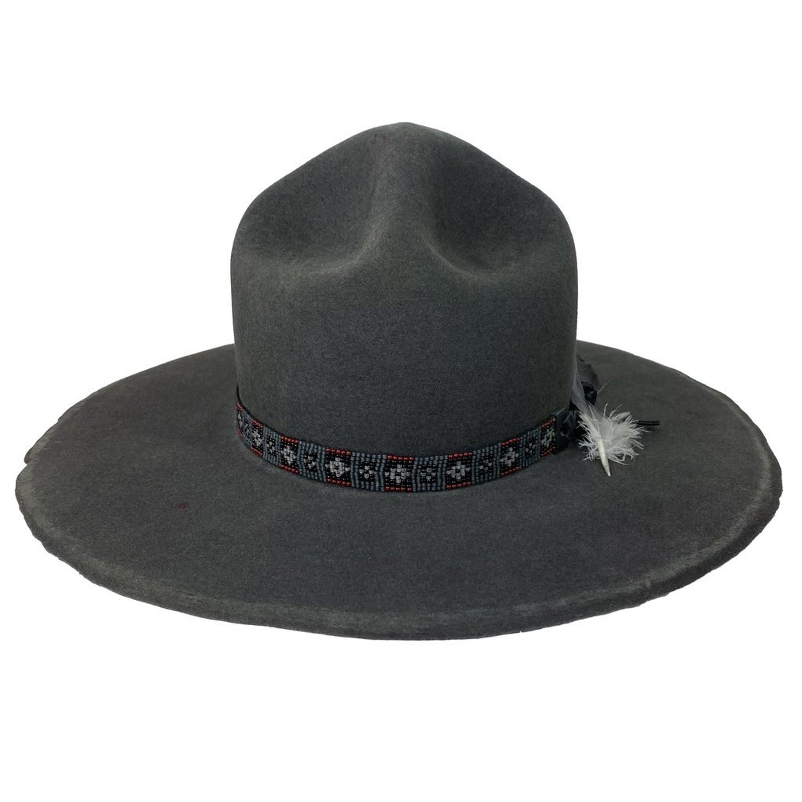 Hand dyed montana peak hat w/beaded hatband and pigeon Etsy