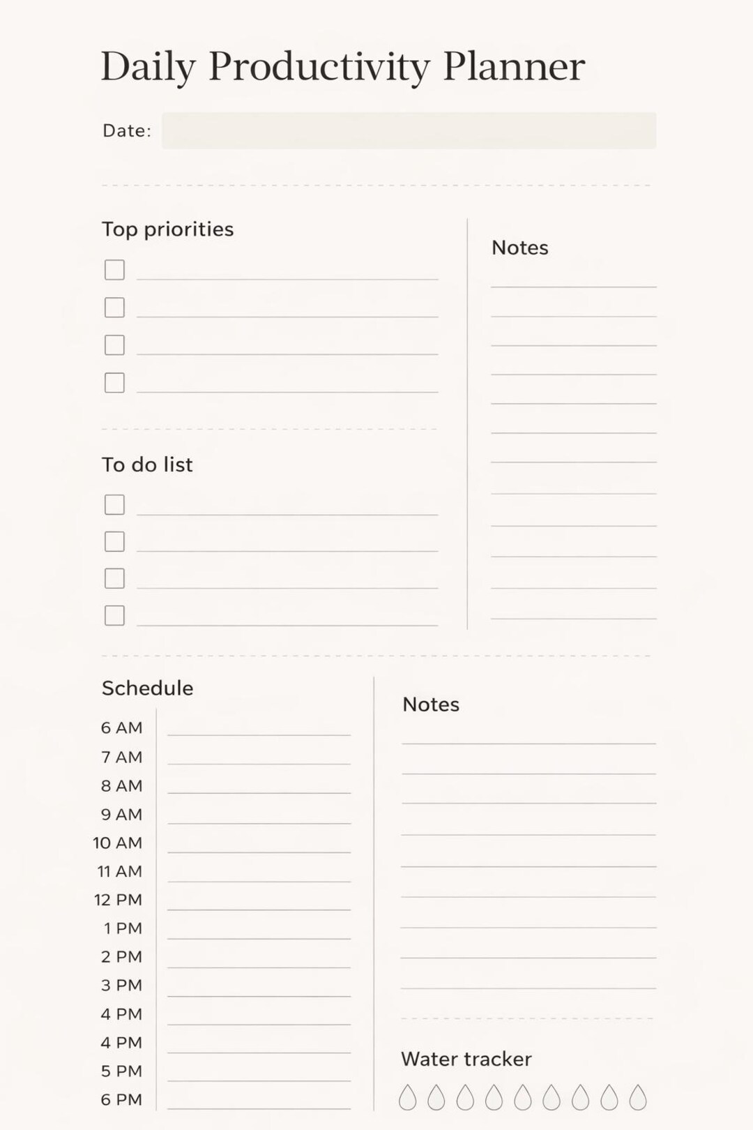 Daily Productivity Planner Printable | Minimalist Daily Planner | to Do ...