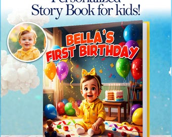 Libro personalizado de primer cumpleaños - Historia de mi primer año - Recuerdo personalizado con el nombre del bebé - Regalo de cumpleaños especial - Regalo sentimental para bebé
