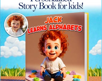 Libro del abecedario personalizado para niños pequeños - Historia de aprendizaje del alfabeto con nombre personalizado - Regalo para baby shower - Mi primer libro de cuentos del abecedario para niños de 1, 2 y 3 años