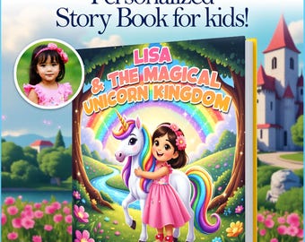 Libro de unicornio personalizado para niñas - Historia de aventuras con arcoíris mágico y nombre personalizado - Regalo de cumpleaños de unicornio para hija - Recuerdo de fantasía