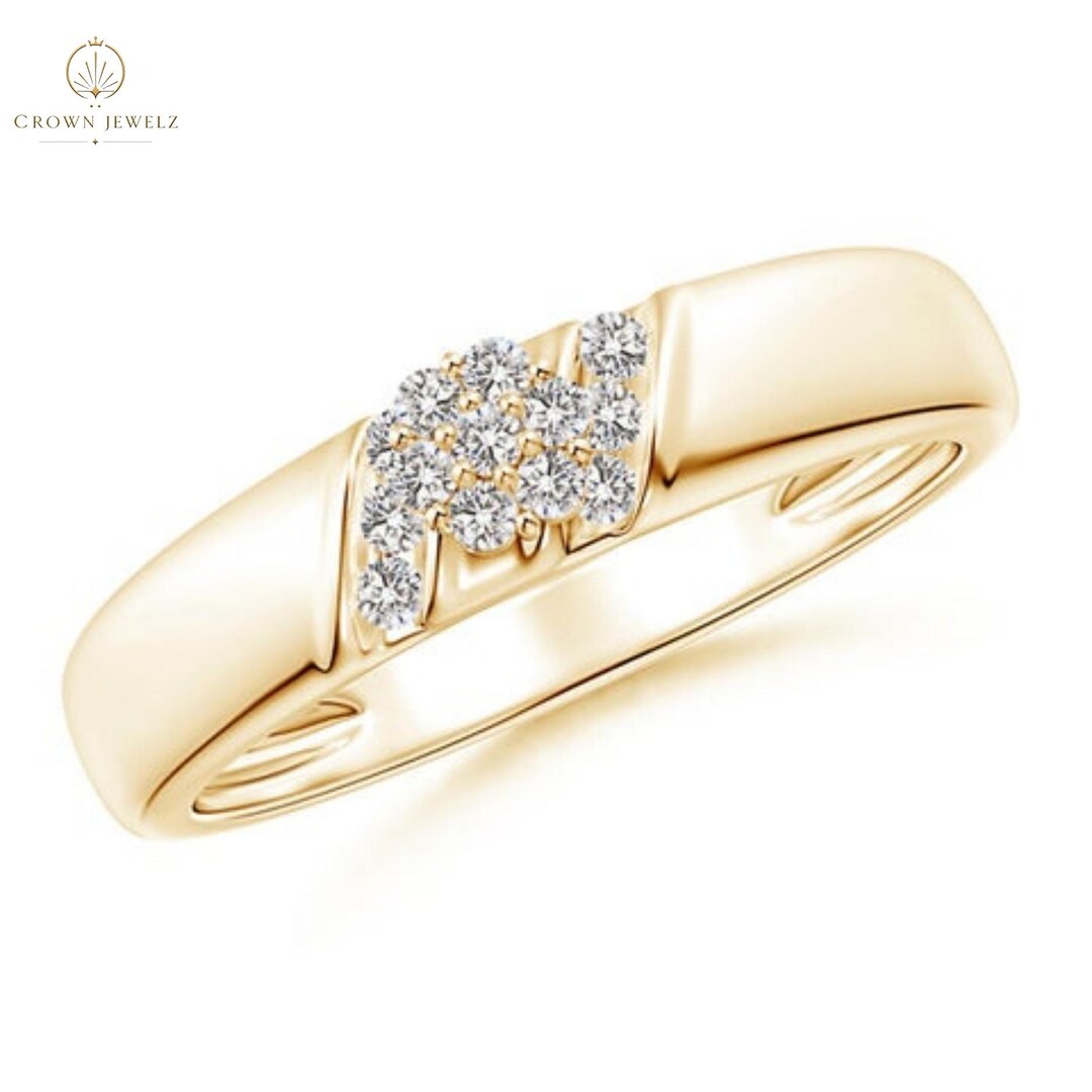 Diagonal Diamond Cluster Engagement Ring - Etsy