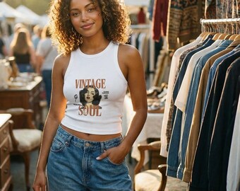 Camiseta sin mangas estilo años 20 con espalda nadadora - Camiseta gráfica Vintage Soul