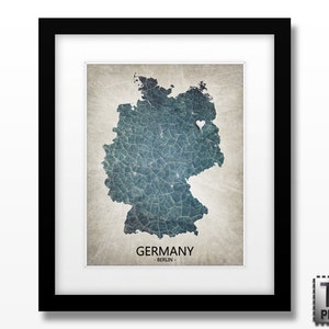 Germany Map Art Print Home Is Where The Heart Is Love Map Original Custom Map Art Print Available in Multiple Sizes image 1