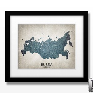 Russia Map - Home Is Where The Heart Is Love Map - Original Custom Map Art Print Available in Multiple Size and Color Options