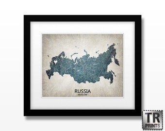 Russia Map - Home Is Where The Heart Is Love Map - Original Custom Map Art Print Available in Multiple Size and Color Options