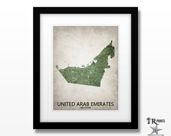 United Arab Emirates Map Art Print - Home Is Where The Heart Is Love Map - Art Print Available in Multiple Size and Color Options