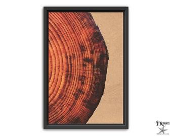 Nature-Inspired Tree Ring Framed Canvas Print - Tree Ring Decor, Wall Art, Unique Housewarming Gift, Wood Grain, Living Room Centerpiece