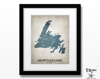 Newfoundland Canada Map Print - Home Is Where The Heart Is Love Map - Personalized Map Print Available in Multiple Size and Color Options