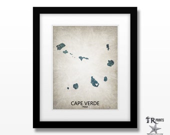 Cape Verde Map Print - Home Is Where The Heart Is Love Map - Original Custom Map Art Print Available in Multiple Size and Color Options