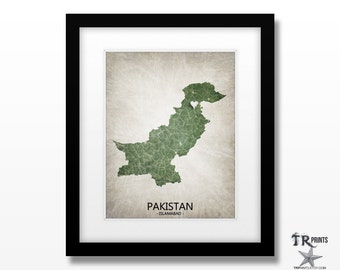 Pakistan Map Art Print - Home Is Where The Heart Is Love Map - Original Custom Map Art Print Available in Multiple Size and Color Options